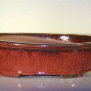 Parisian Red Ceramic Bonsai Pot - Oval14.0" x 11.0" x 4.0"