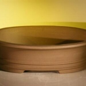 Tan Unglazed Ceramic Bonsai Pot - Oval14.0" x 11.0" x 4.0"