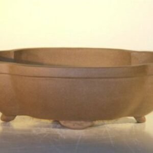 Tan Unglazed Ceramic Bonsai Pot - Oval10" x 7.875" x 3.125"