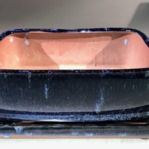 Marble Blue Ceramic Bonsai Pot - RectangleWith Humidity Drip Tray8" x