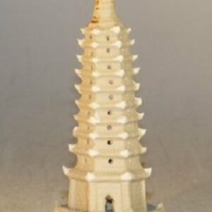 Unglazed Ceramic Pagoda Figurine
