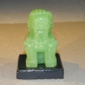 Miniature Glass Chinese Foo Lion with Wooden Stand