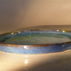 Blue Ceramic Humidity/Drip Bonsai Tray - Round 10.0" x 1.0" OD / 9.25"