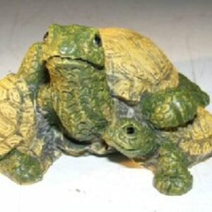 Miniature Turtle FigurineThree Turtles - One climbing on Back