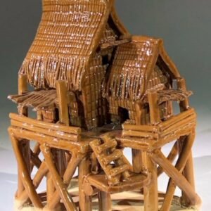 Miniature Ceramic Figurine Glazed Water Pavilion - 7.5"